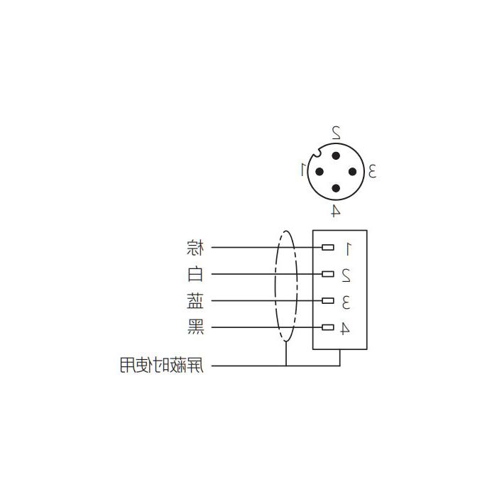 M12 4Pin, male head 90°, single-end precast cable, welding slag resistant PUR material, orange jacket, 64T523-XXX